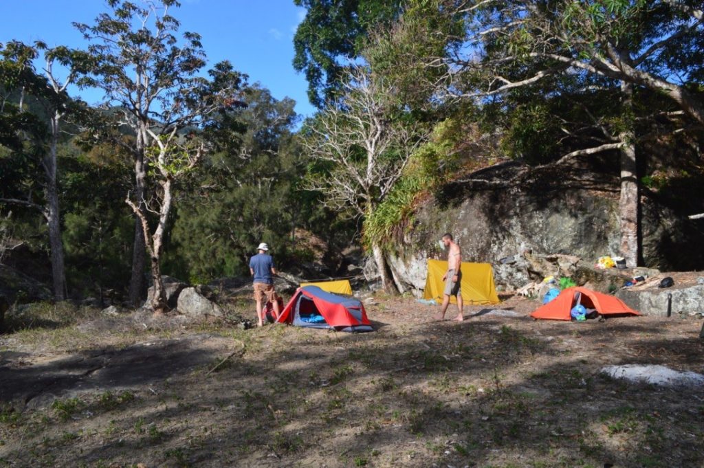 Campement pendant la randonnée vers la forêt des Kaoris de Voh